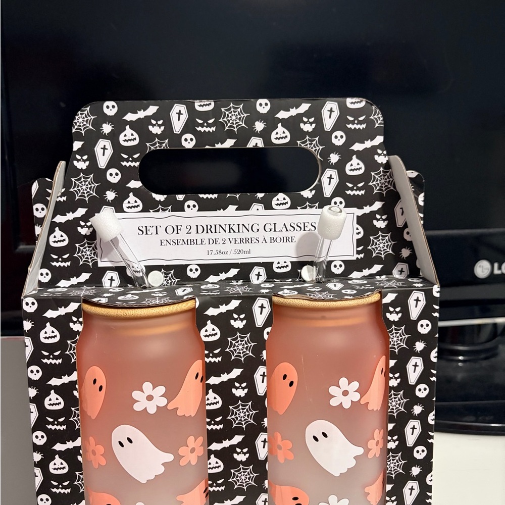 Halloween Ghost Drinking Glasses Set